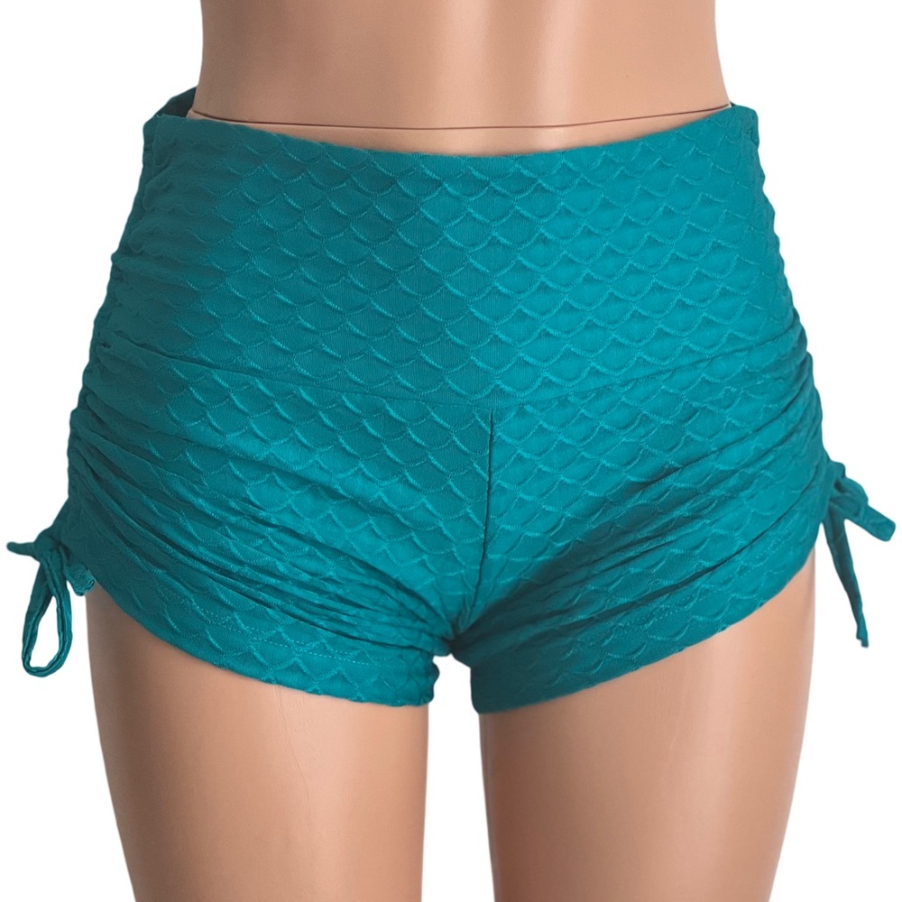 Teal blue sexy hot yoga shorts side string swim Made in USA NEW SXYfitness